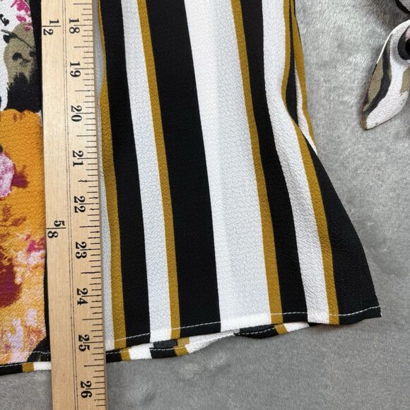 Fig & Flower Anthropologie Floral Boho Peasant Blouse Top Women's M White Stripe - Picture 7 of 8